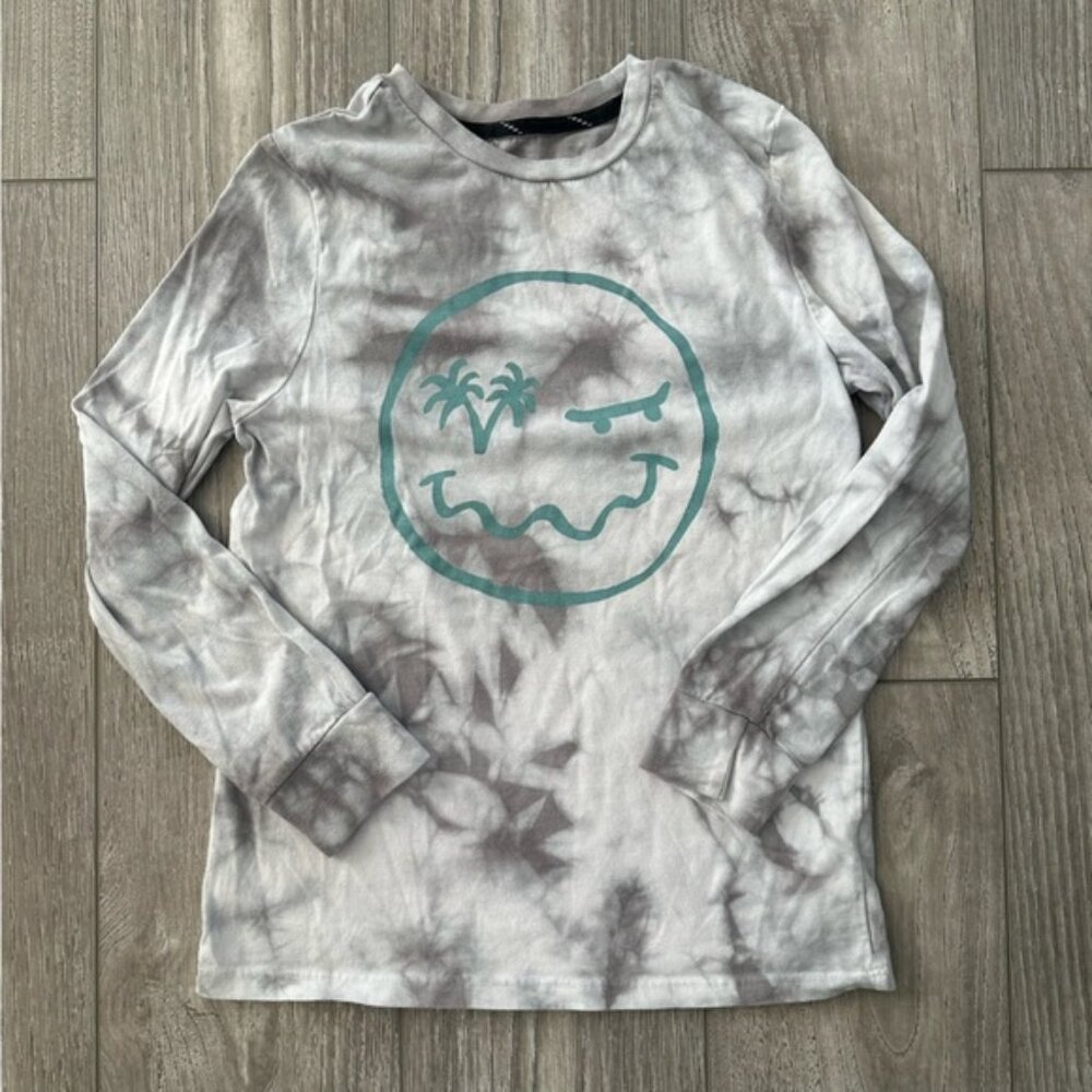 Art Class Boys Long Sleeve Shirt Tie Dye Happy Face Palm Tree/ Skateboard size M